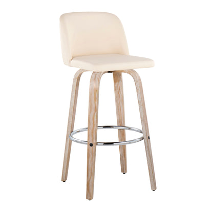 Toriano - Contemporary Fixed Height Barstool With Swivel &amp; Round Footrest (Set of 2)