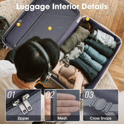 3 Piece Luggage Set Hardside Spinner Suitcase With Tsa Lock 20&quot; 24&quot; 28&quot;