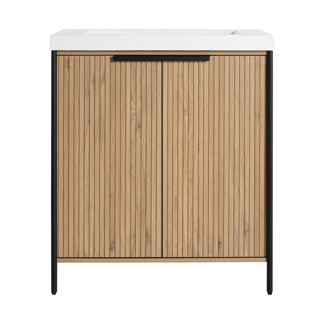 Modern Freestanding Bathroom Vanity With Resin Sink &amp; Soft Close Cabinet Doors