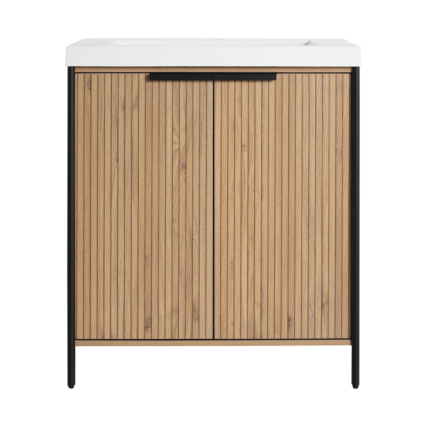 Modern Freestanding Bathroom Vanity With Resin Sink &amp; Soft Close Cabinet Doors