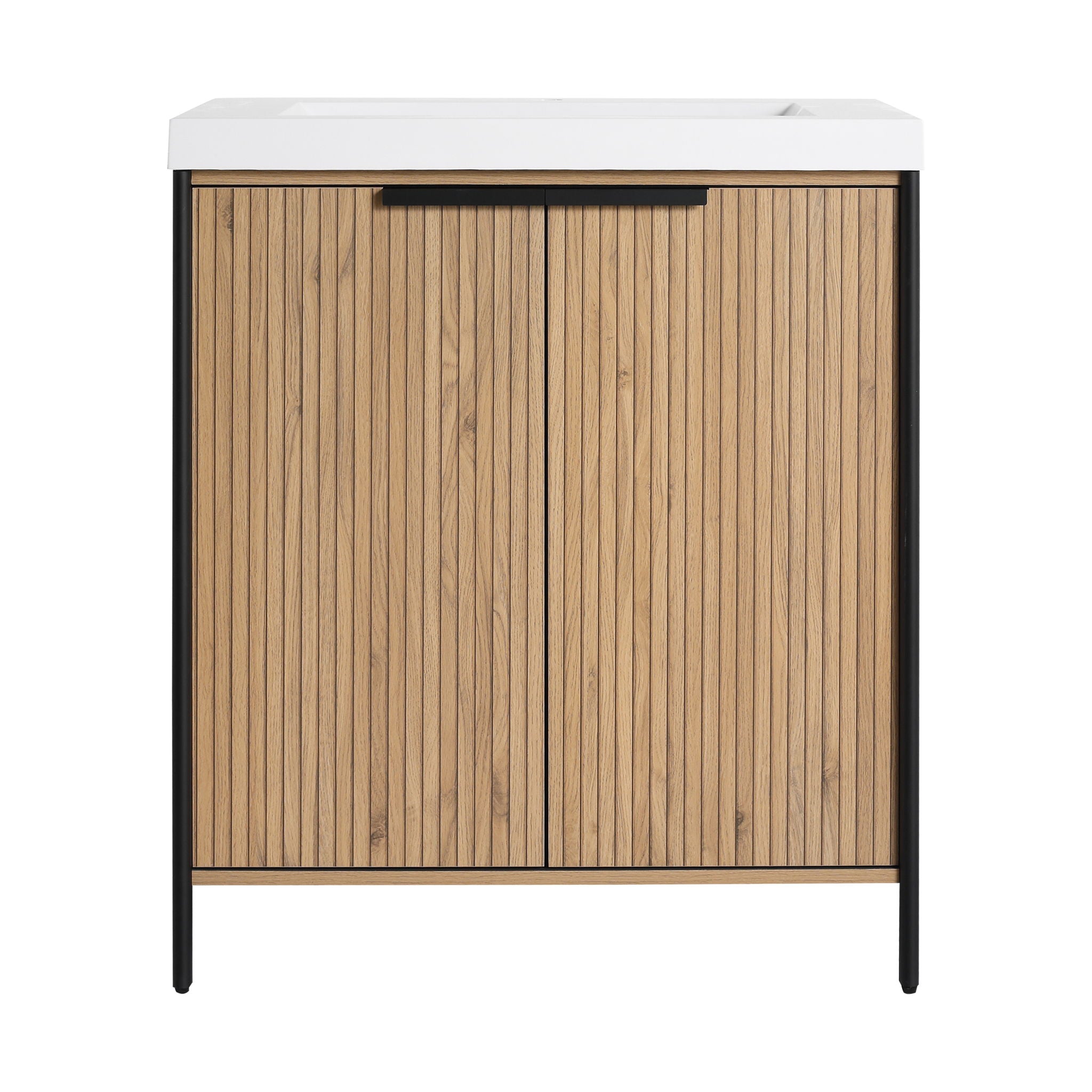Modern Freestanding Bathroom Vanity With Resin Sink &amp; Soft Close Cabinet Doors