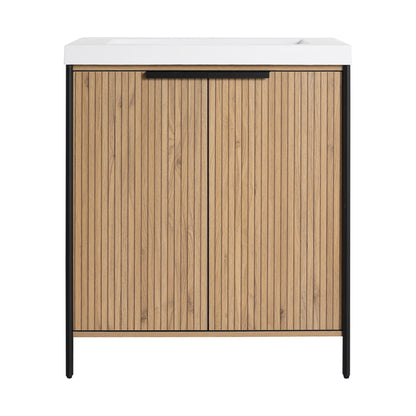 Modern Freestanding Bathroom Vanity With Resin Sink &amp; Soft Close Cabinet Doors