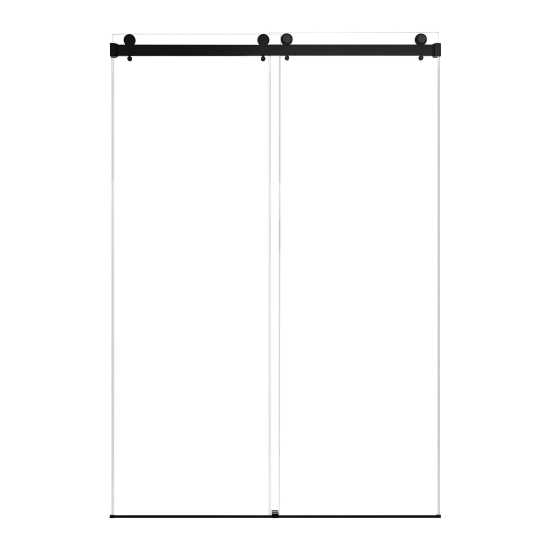 Frameless Double Sliding Soft Close Bathtub Shower Door, 5 / 16&quot; Clear Nano Coated Tempered Glass And 304 Stainless Steel Handle - Matte Black