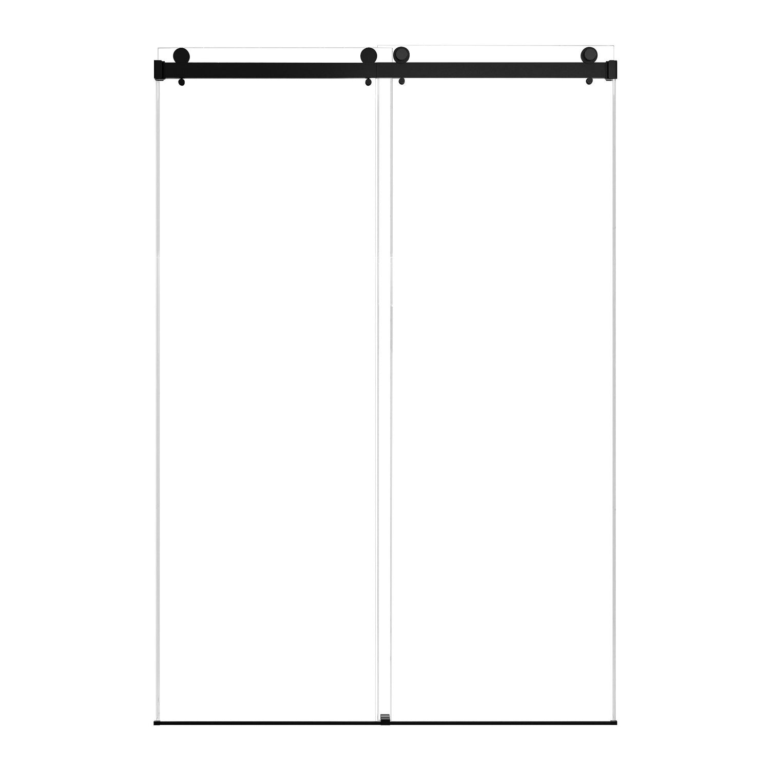Frameless Double Sliding Soft Close Bathtub Shower Door, 5 / 16&quot; Clear Nano Coated Tempered Glass And 304 Stainless Steel Handle - Matte Black