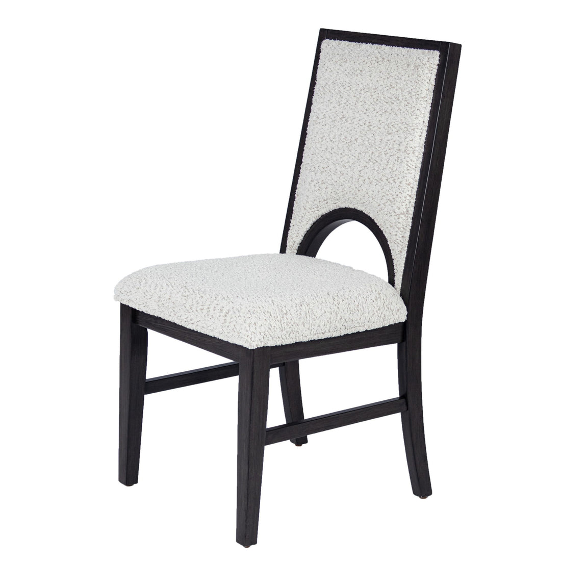 Upholstered Dining Chairs With Arched Cutout Backrest (Set of 2) - Black / White