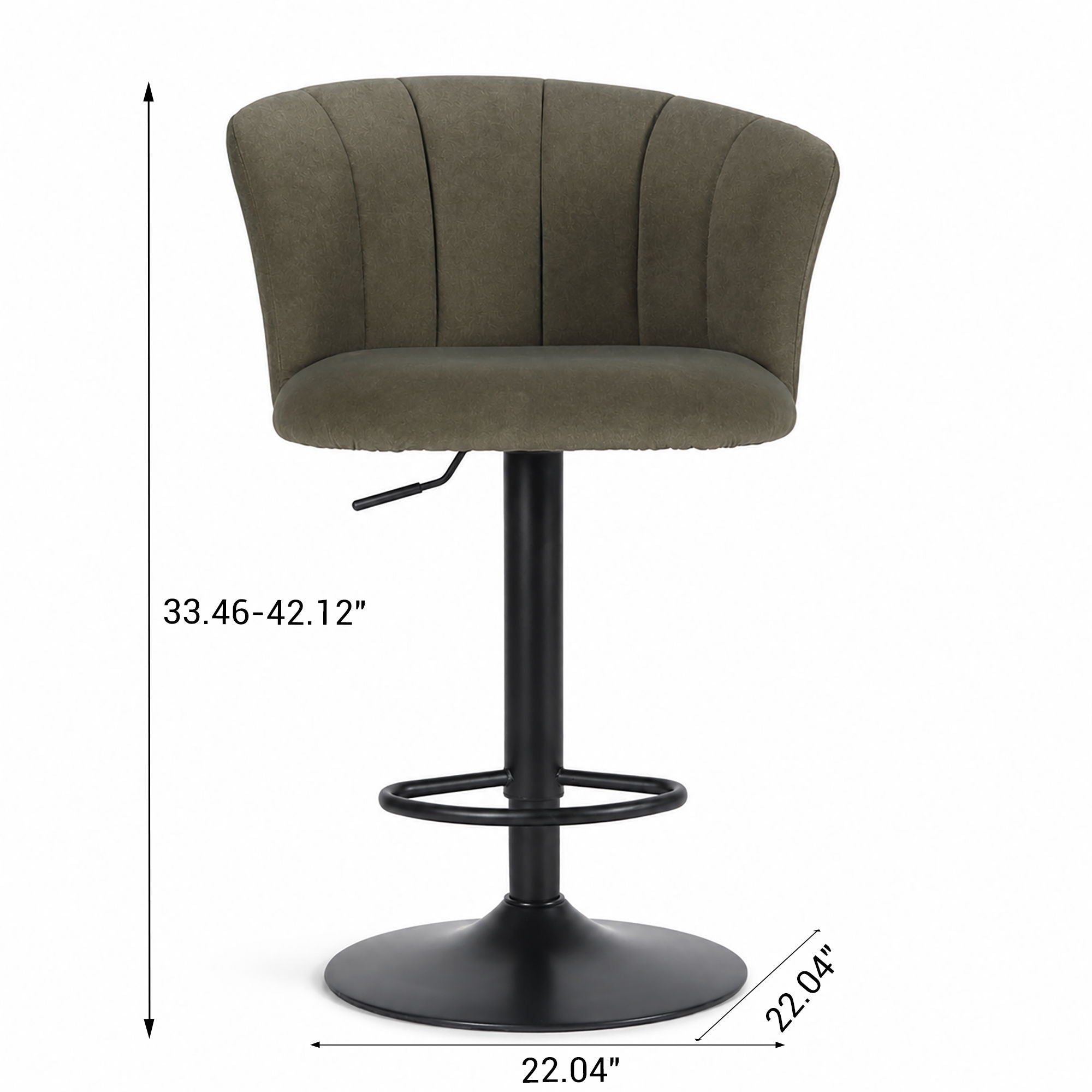 Swivel Bar Stool With Curved Upholstered Backrest And Footrest - Green