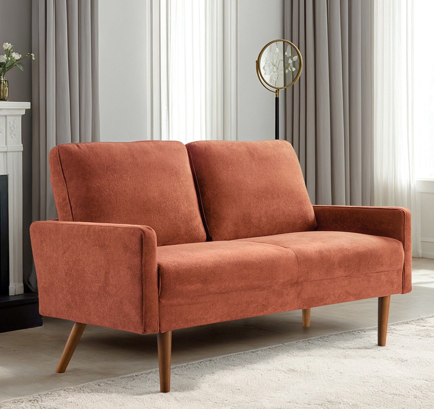 Loveseat Sofa, European Style With Sleek Design, Modern &amp; Vintage Flair, Upholstered 2 Seater Couch