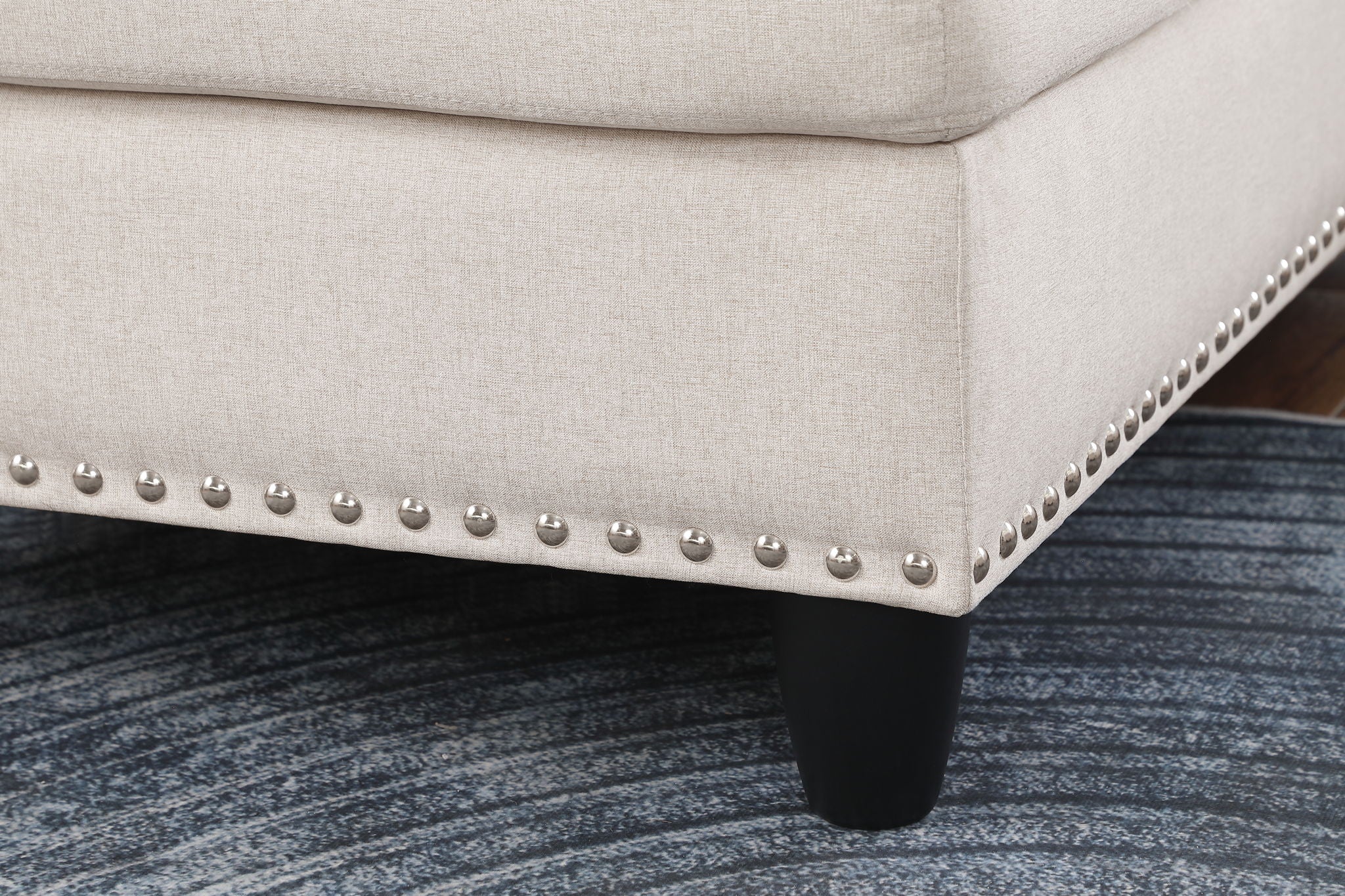 Alger - Wide Left Hand Facing Sofa &amp; Chaise With Ottoman - Beige