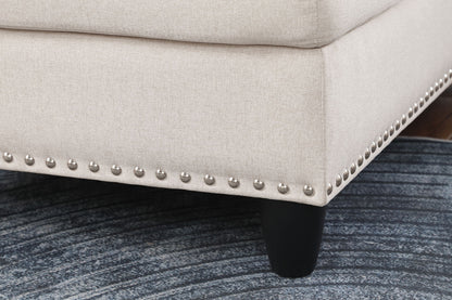 Alger - Wide Left Hand Facing Sofa &amp; Chaise With Ottoman - Beige