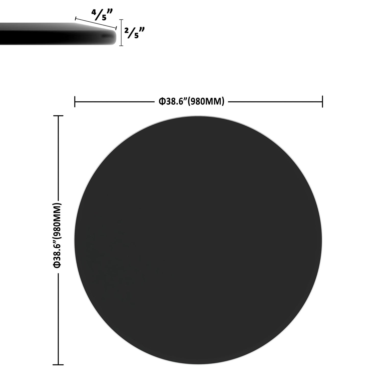 38.6&quot; Round Tempered Glass Table Top Glass Beveled Polished Edge
