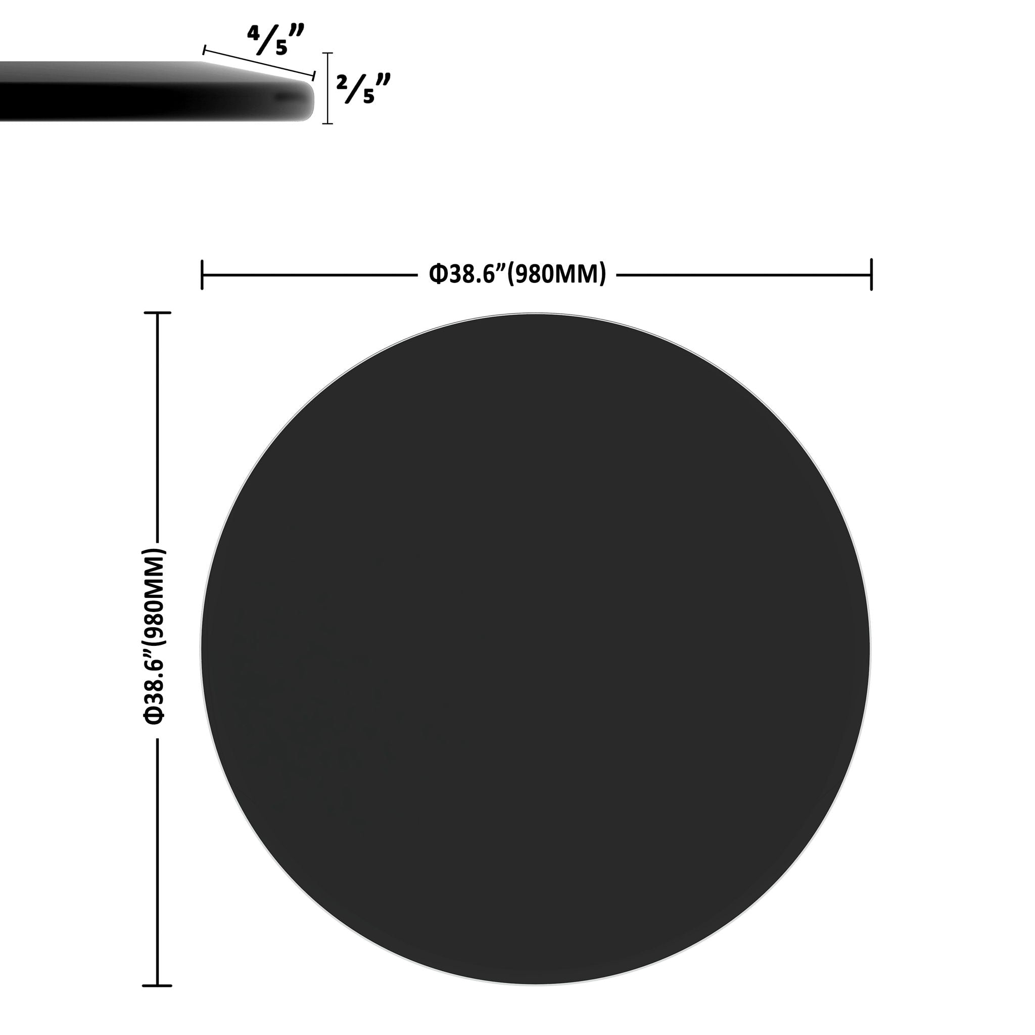 38.6&quot; Round Tempered Glass Table Top Glass Beveled Polished Edge