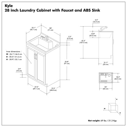 Kyle - Laundry Cabinet &amp; Faucet And Stainless Steel Sink