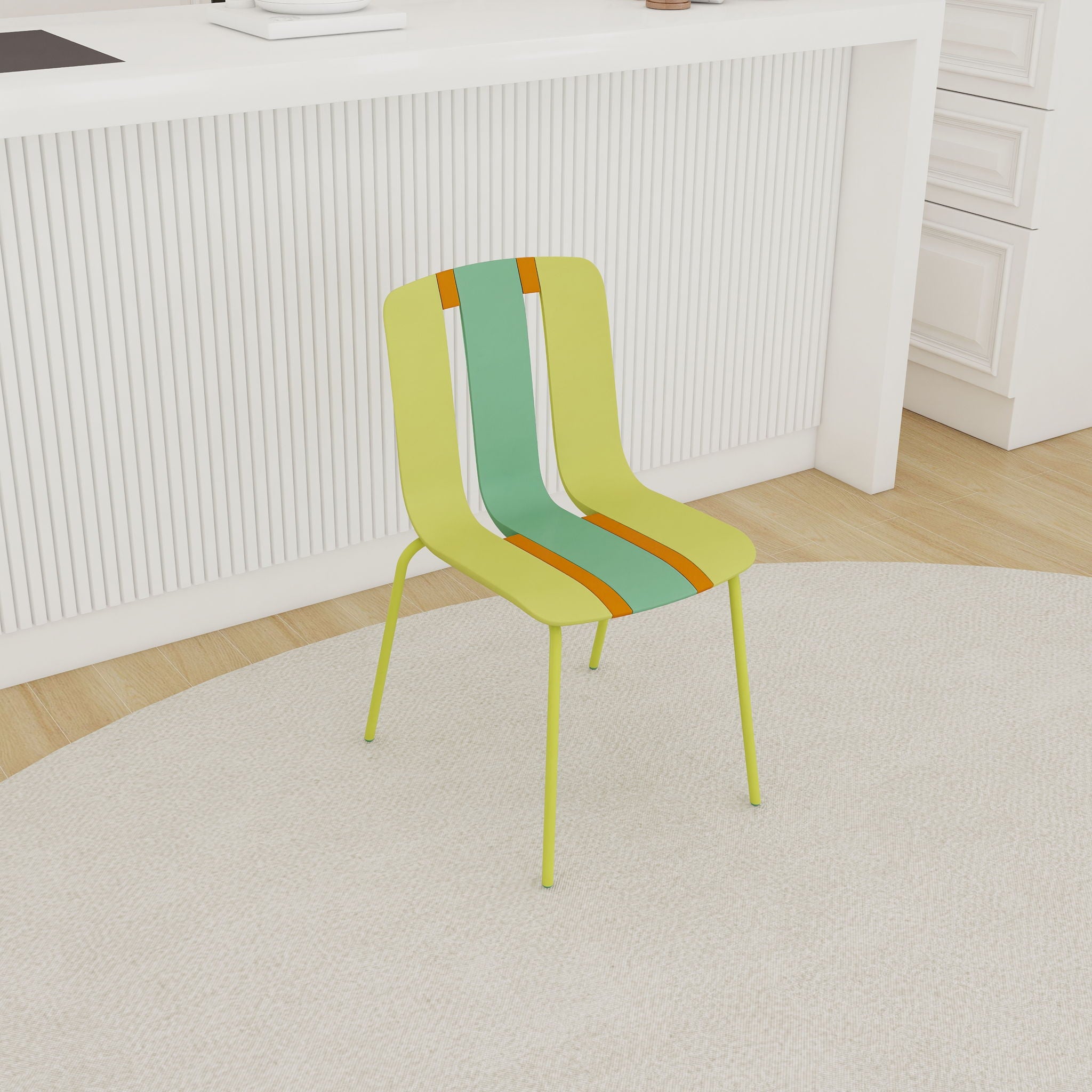 Modern Striped Blocking Single Chairs, Waterproof And Fade Resistant (Set of 4)