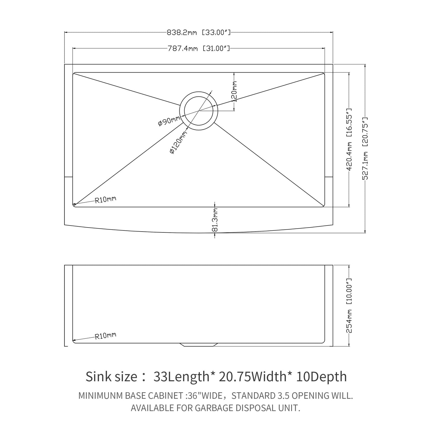 Farmhouse Kitchen Sink Stainless Steel Apron Front