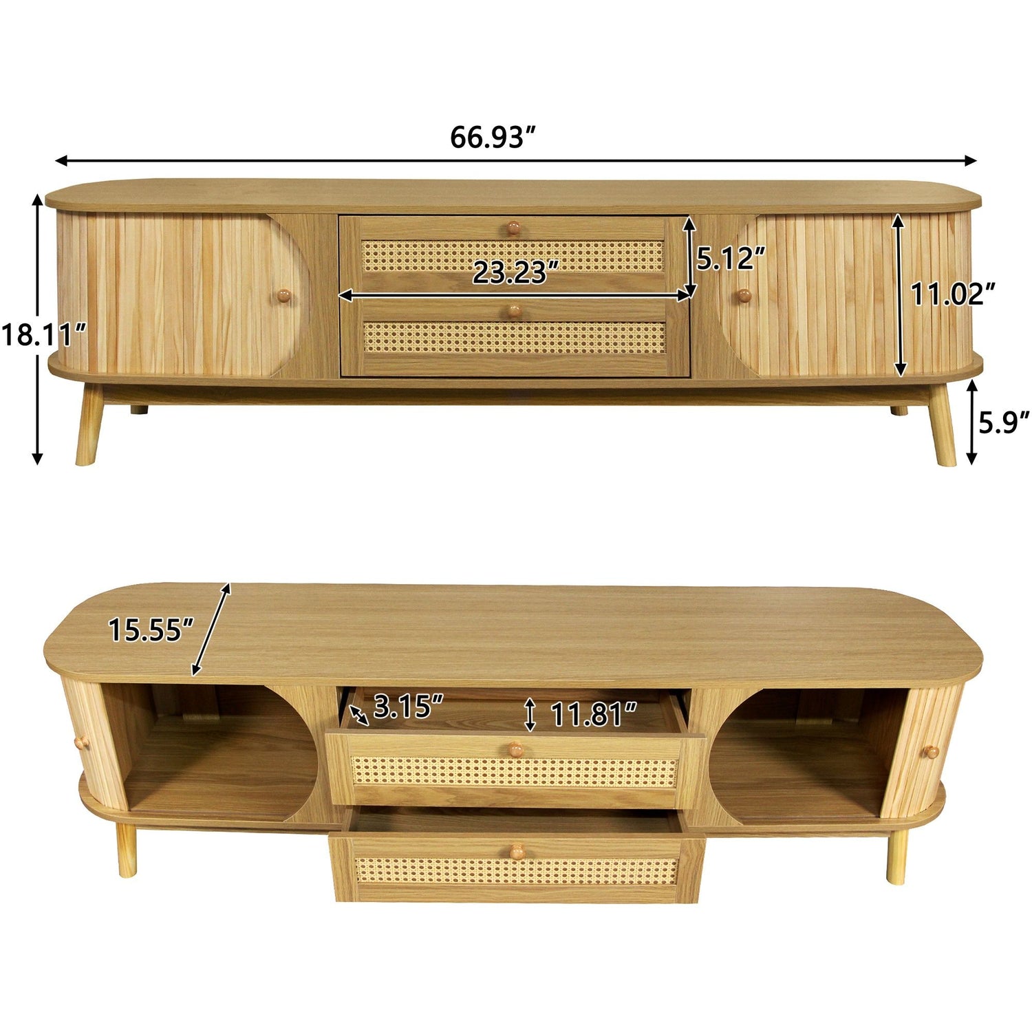 Rattan TV Stand For Tvs Up To 75&