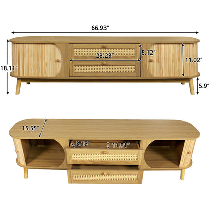 Rattan TV Stand For Tvs Up To 75&