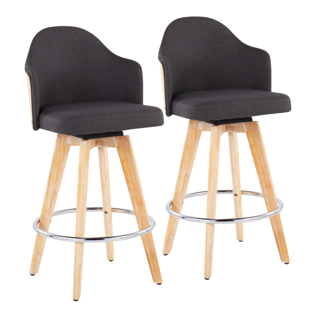 Ahoy - Contemporary Fixed Height Counter Stool &amp; Round Footrest (Set of 2)