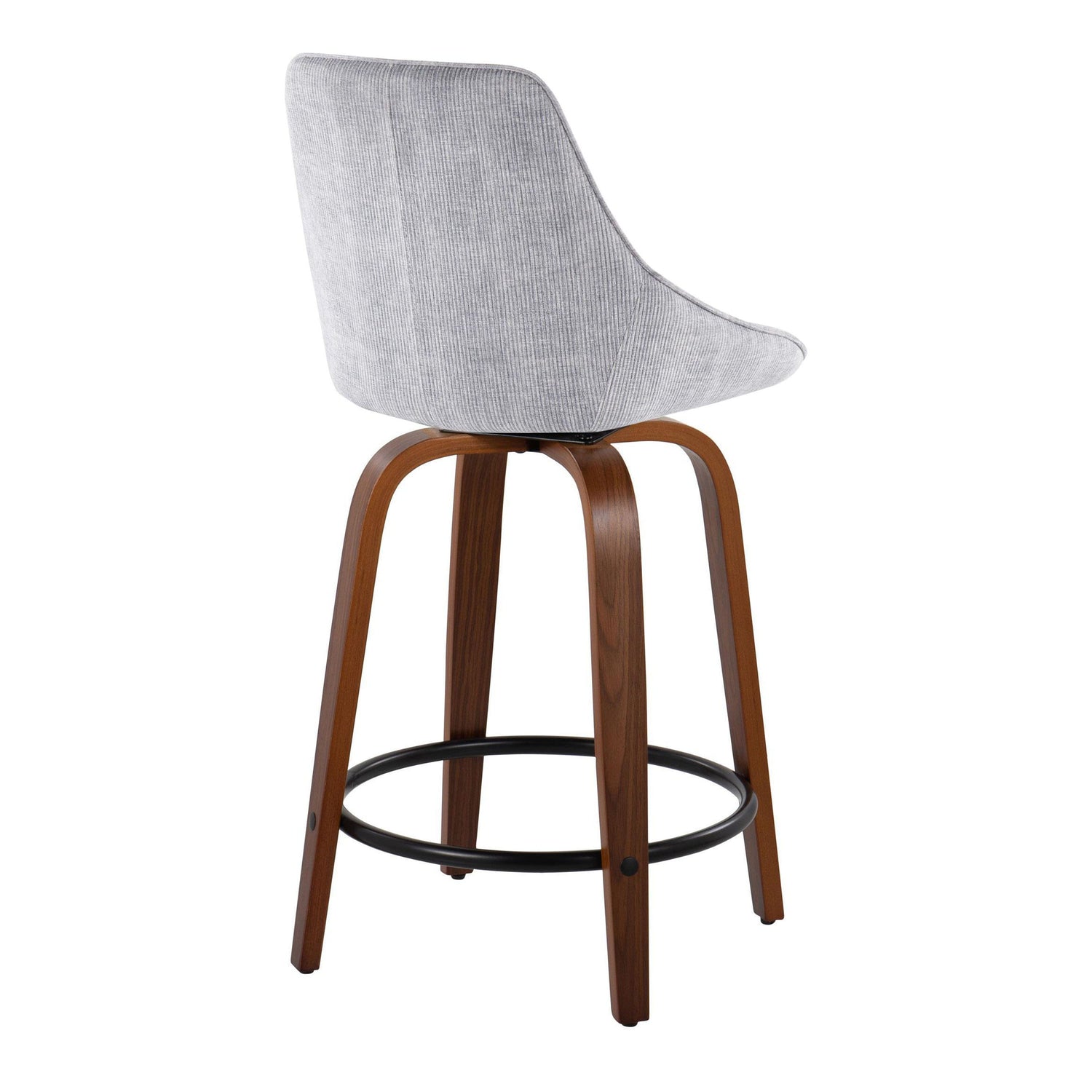 Diana - Contemporary, Fixed Height Counter Stool With Swivel &amp; Round Footrest (Set of 2)