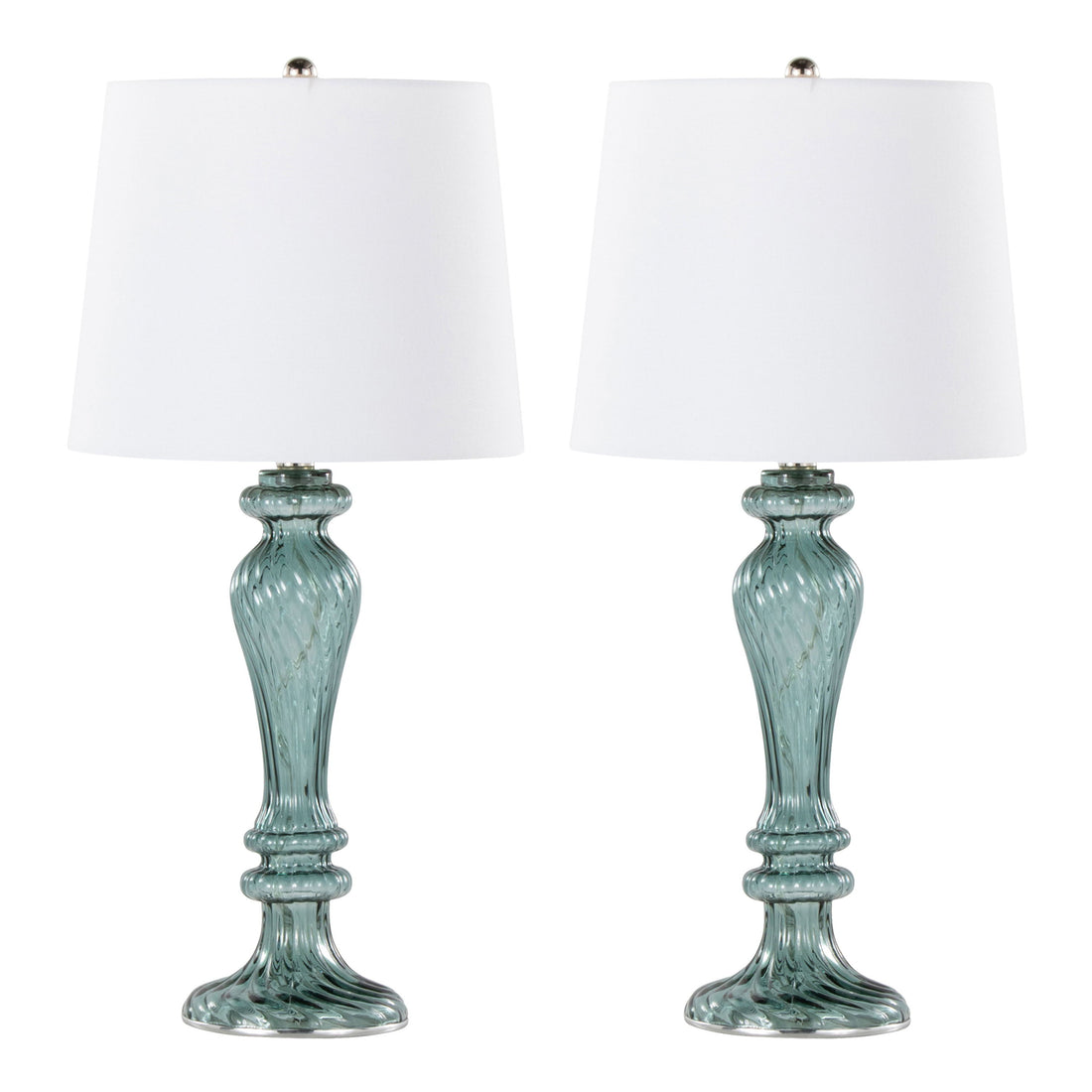 Windsor - Contemporary Table Lamp (Set of 2) - Clear Turquoise / Off White