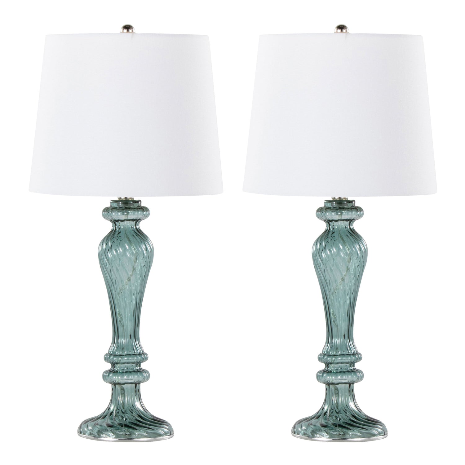 Windsor - Contemporary Table Lamp (Set of 2) - Clear Turquoise / Off White