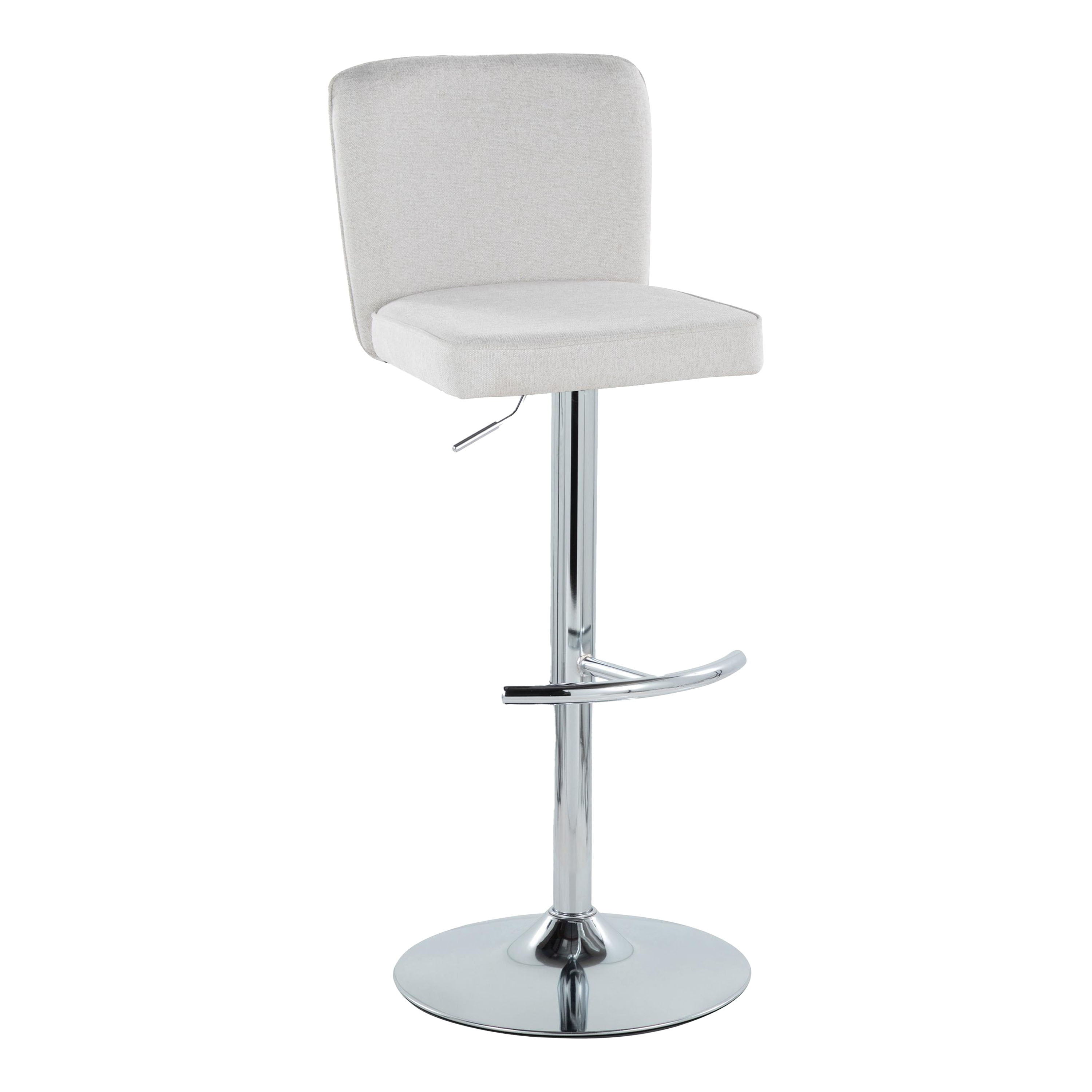 Henry - Contemporary Adjustable Barstool With Swivel &amp; Rounded T Footrest (Set of 2)