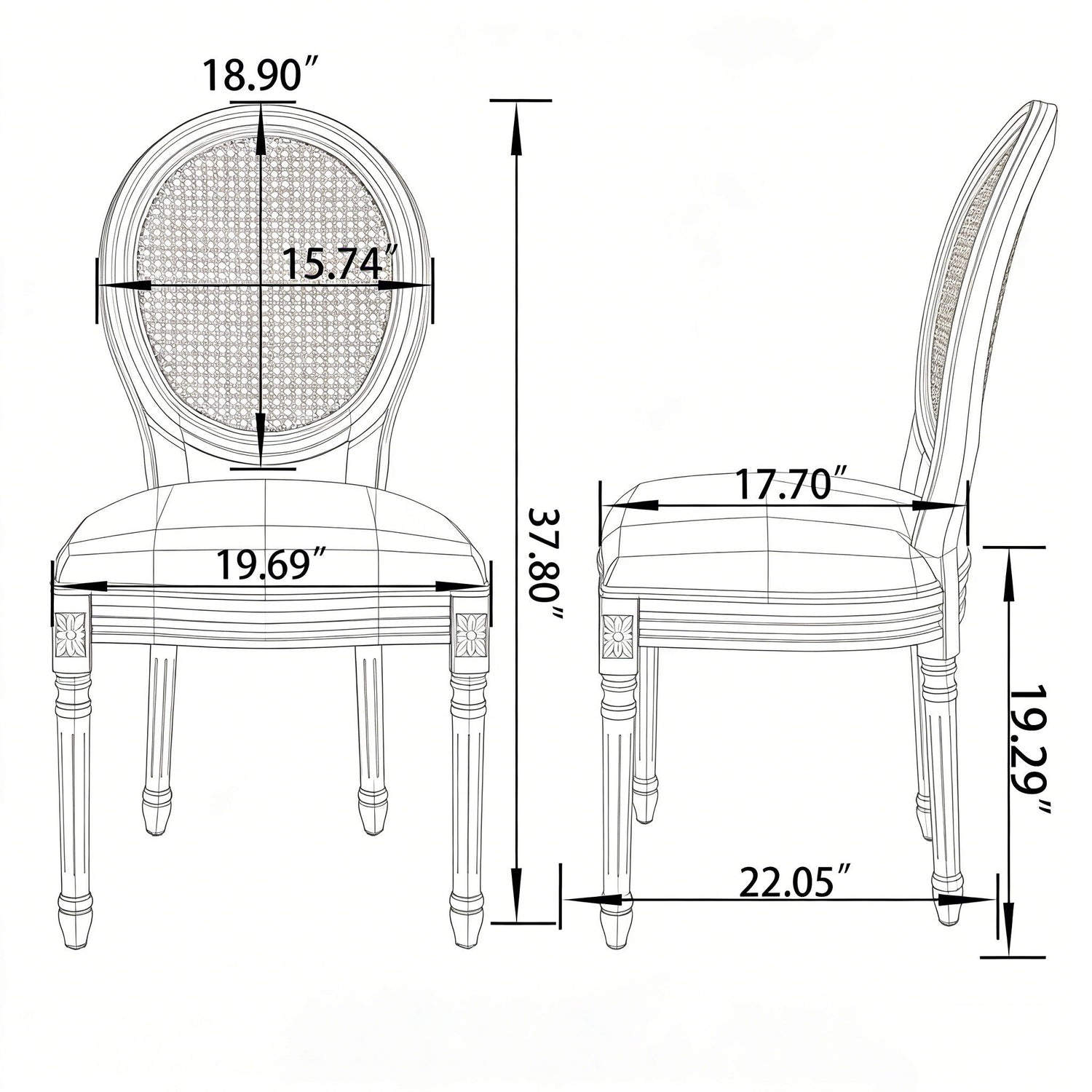 Dining Chairs, Upholstered With Round Back (Set of 2) - Beige