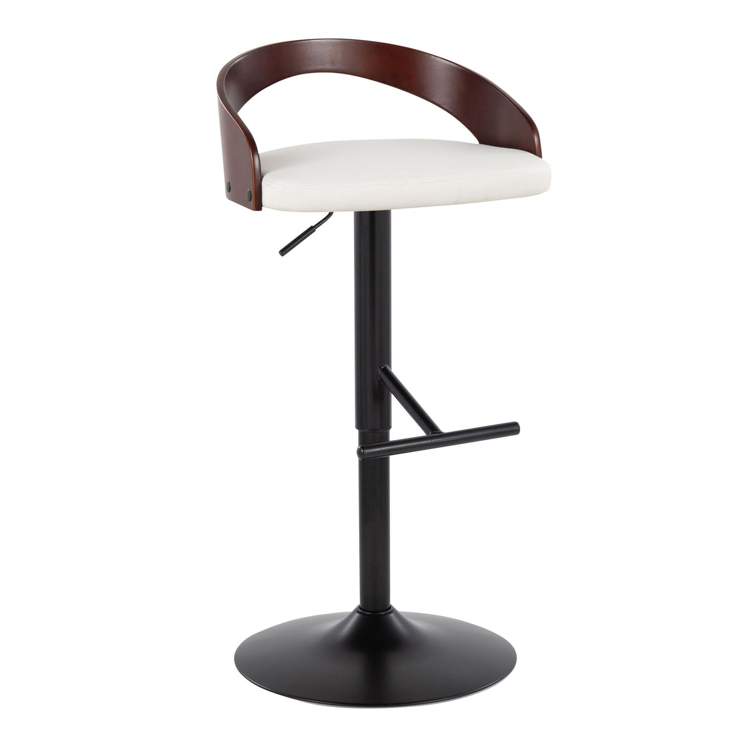Grotto - Contemporary Adjustable Barstool With Swivel &amp; Straight T Footrest (Set of 2)