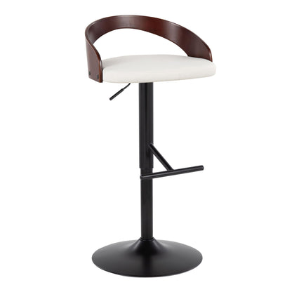 Grotto - Contemporary Adjustable Barstool With Swivel &amp; Straight T Footrest (Set of 2)