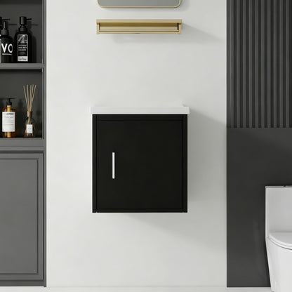 Floating Bathroom Vanity Combo, Wall Mounted Cabinet With Sink &amp; Soft Close Doors For Small Bathrooms