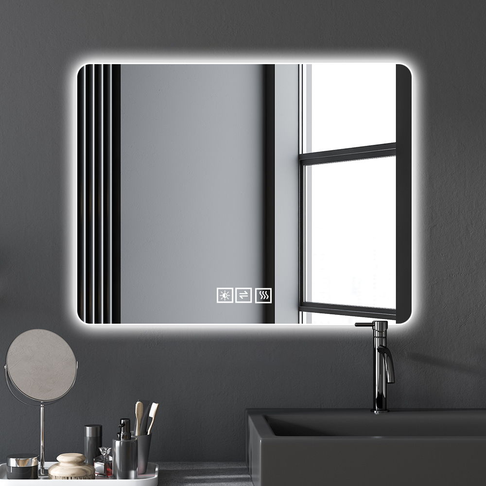 28&quot; Bathroom Mirror With LED Lights Front And Backlit, Anti-Fog Lighted Vanity Mirrors For Wall Mounted And 5 Level Dimmable, Horizontal / Vertical - Clear