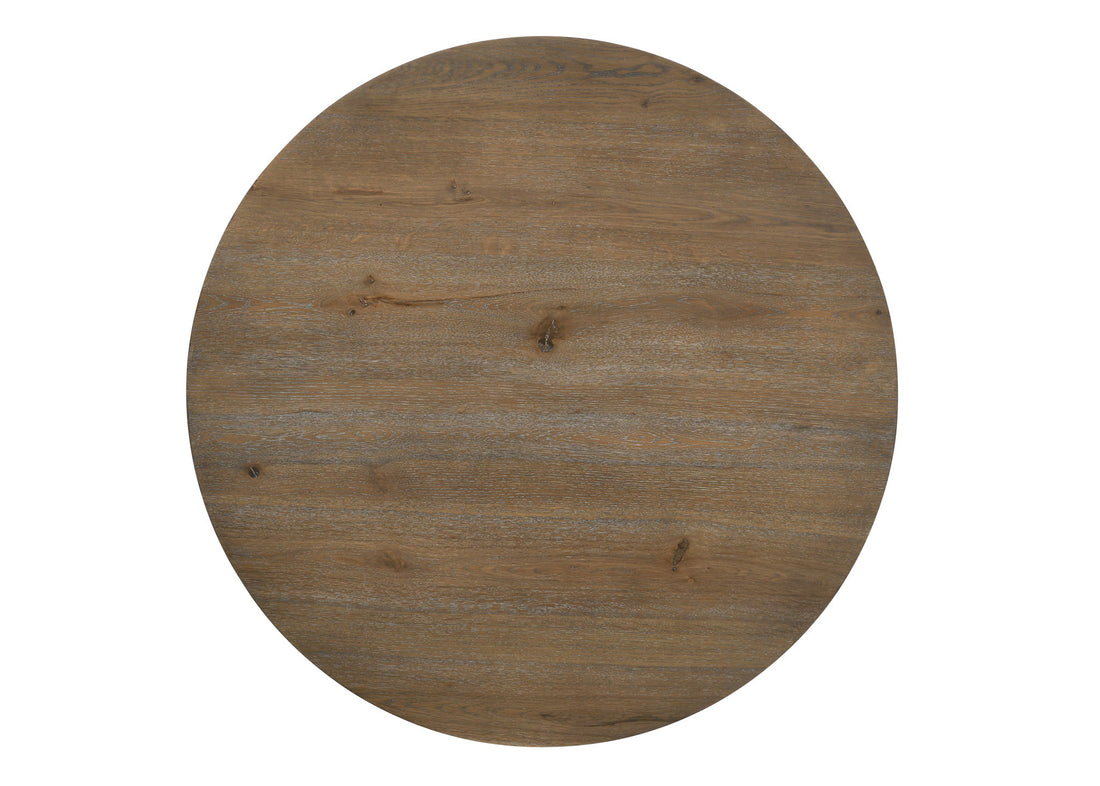 Brutus - 5 Piece Wide Round Dining Table With Wheat Colored Chairs (Set of 5) - Vintage Walnut