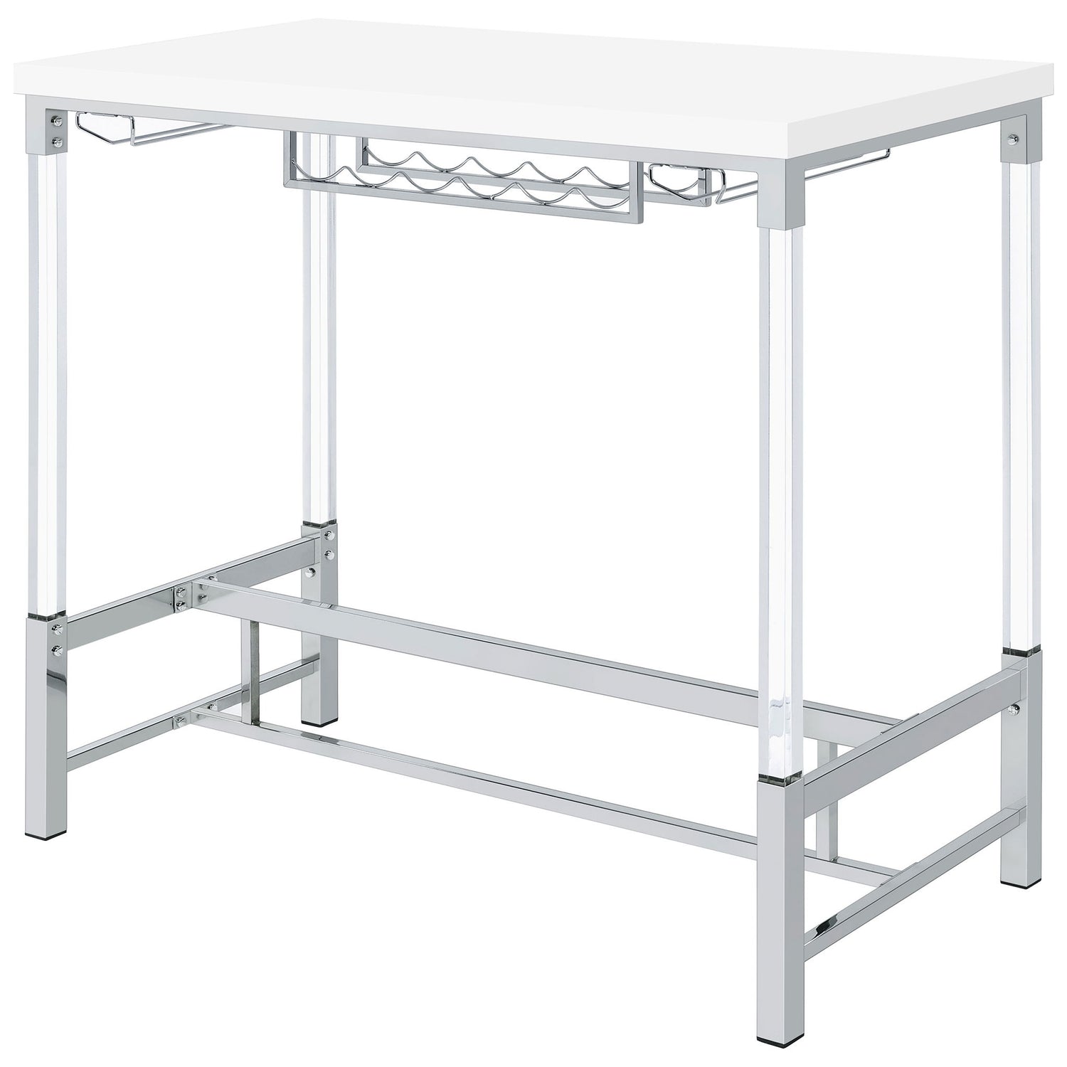 Tonneson - Bar Table With Trestle Base And Wine Storage - White