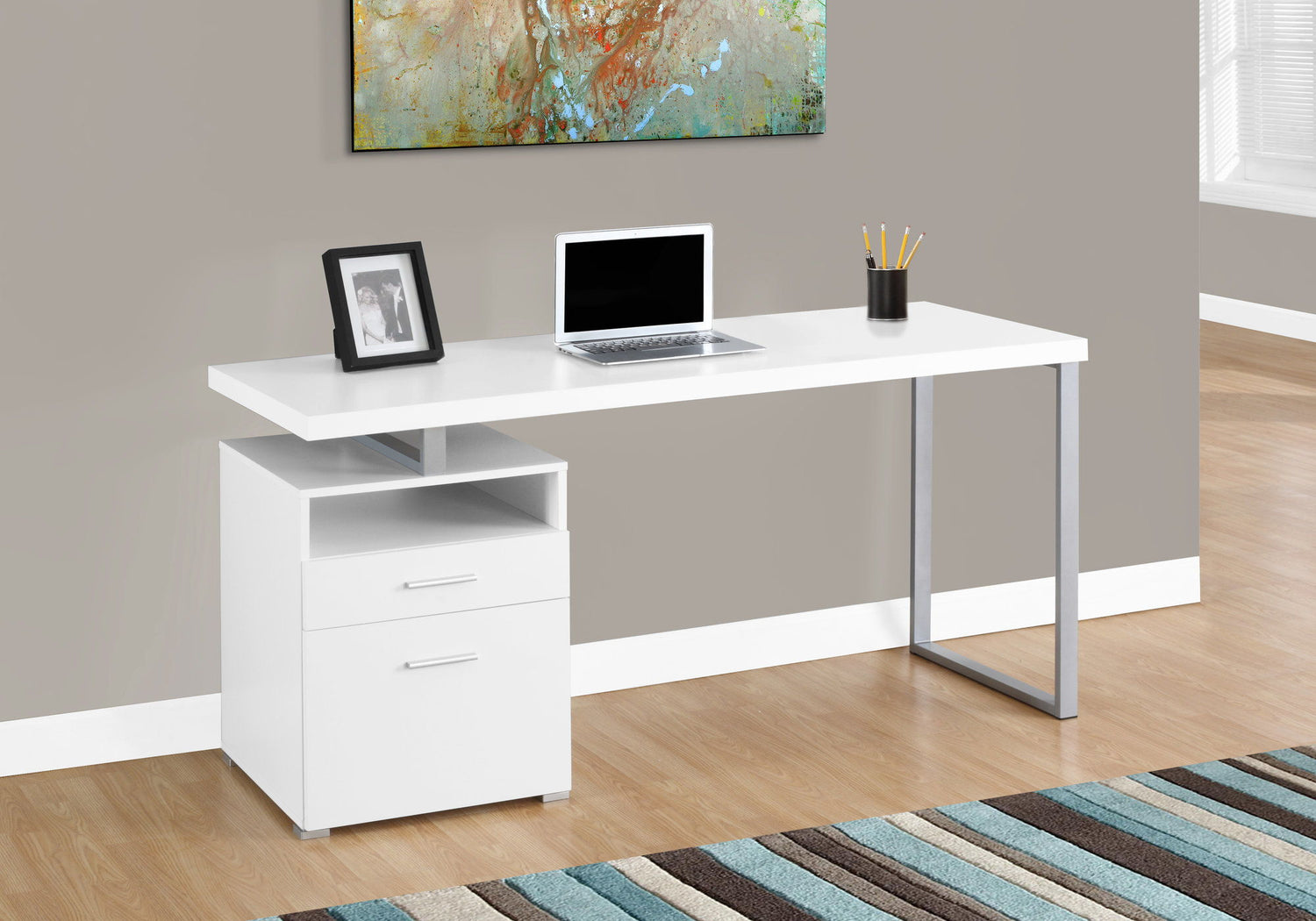 Computer Desk For Home Office, Laptop, Left Right Set - Up, Storage Drawers, Contemporary &amp; Modern