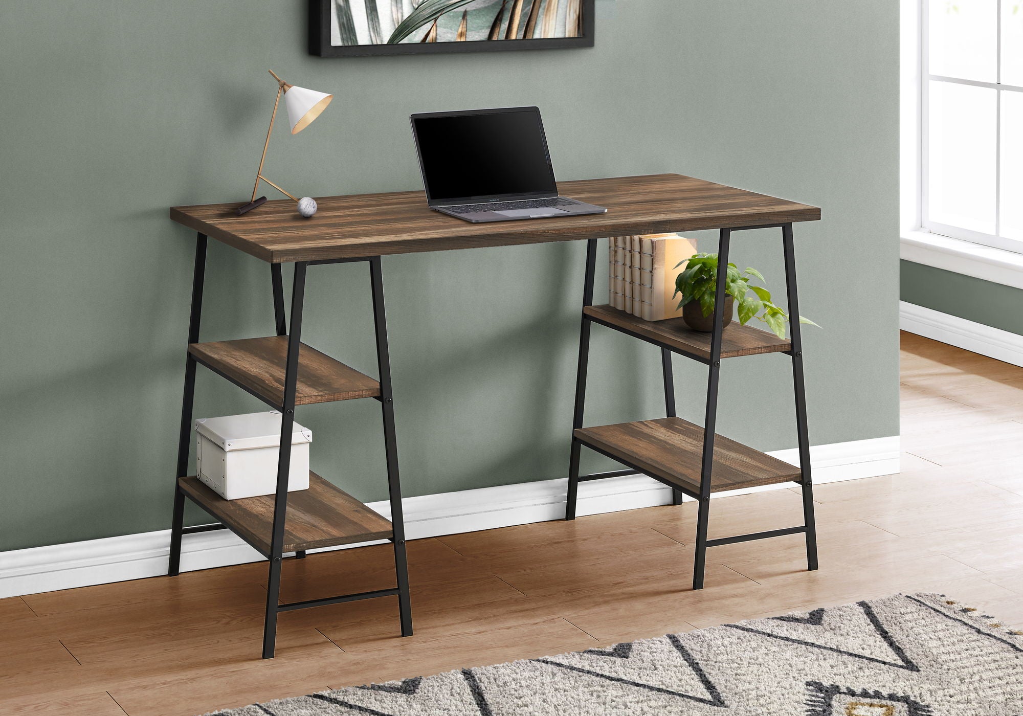 Computer Desk For Home Office, Laptop, Storage Shelves, Contemporary &amp; Modern
