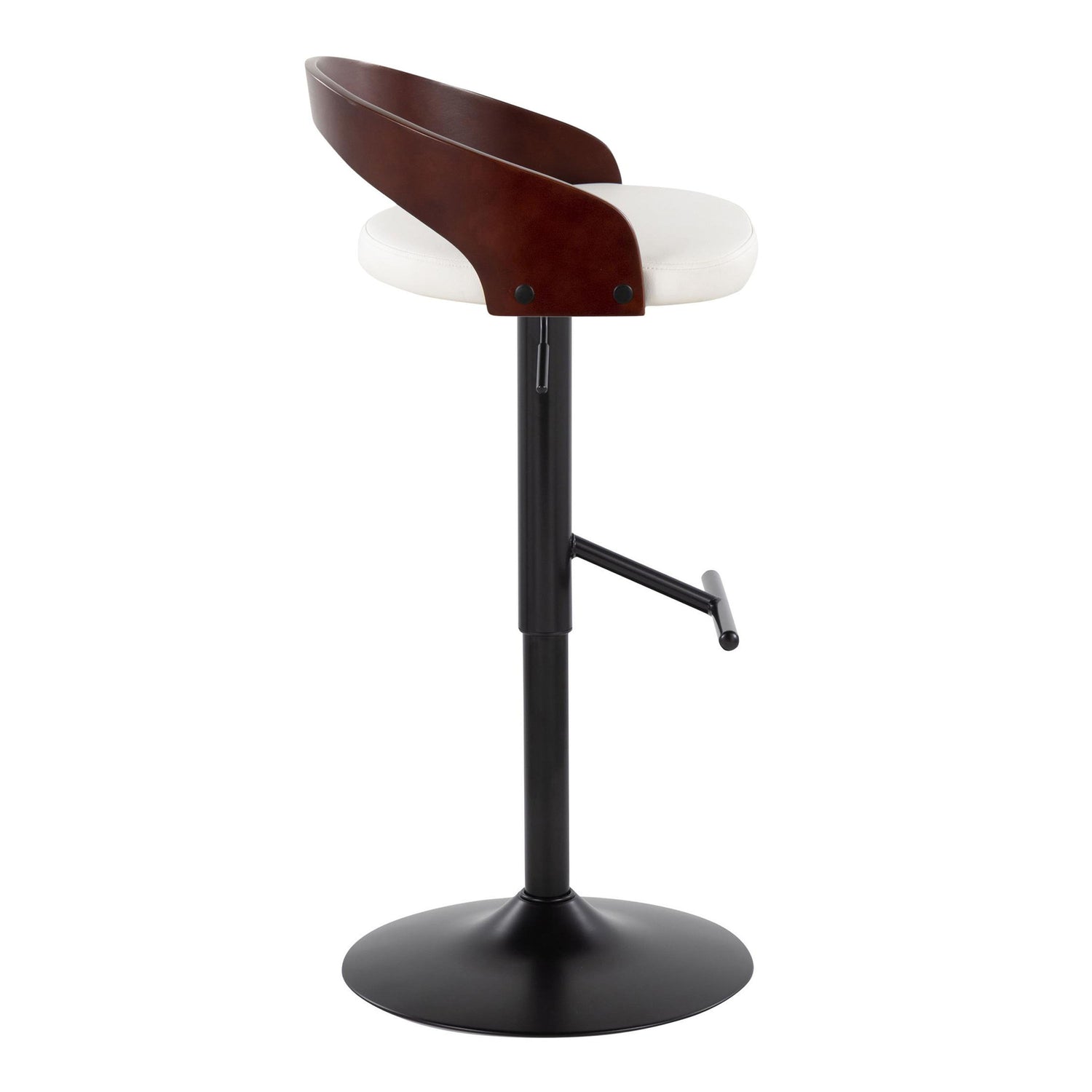 Grotto - Contemporary Adjustable Barstool With Swivel &amp; Straight T Footrest (Set of 2)