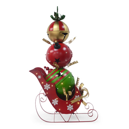 Iron Christmas Sleigh Decoration with Triple Stacked Bells