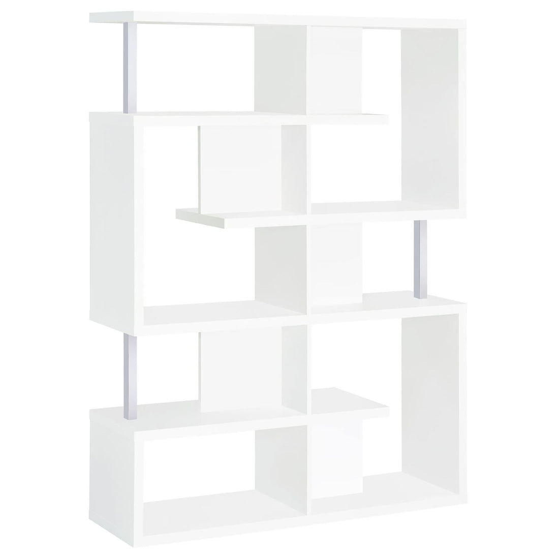 5 Tier Geometric Bookcase - White