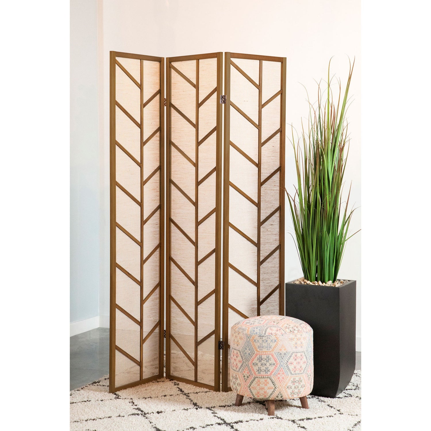 Foldable 3 Panel Screen - Walnut