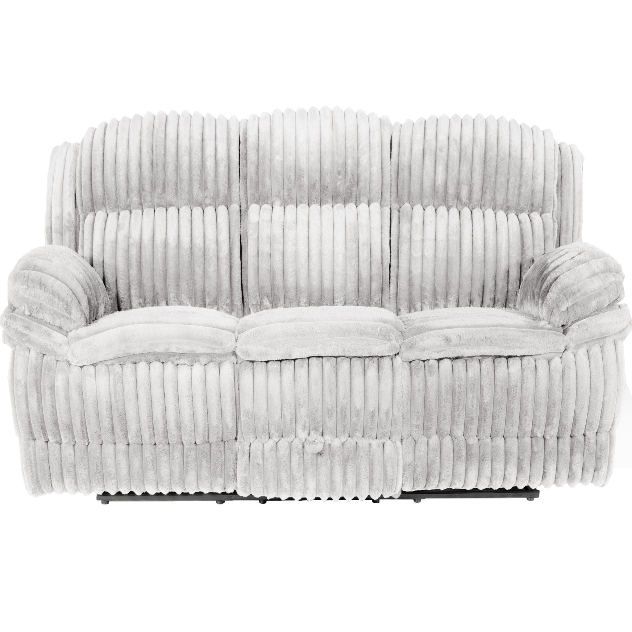 Motion Recliner Sofa With Fold-Down Table, Manual Recline, Charging Station &amp; Cup Holders