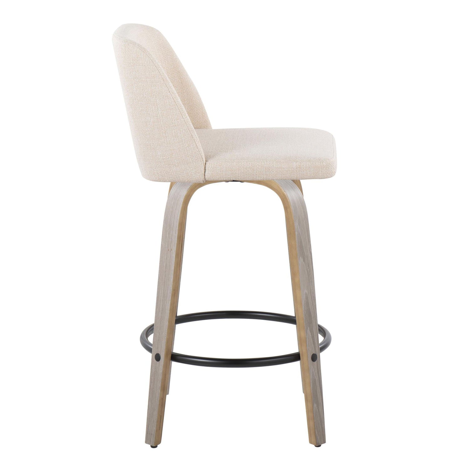 Toriano - Contemporary Fixed Height Counter Stool With Swivel &amp; Round Footrest (Set of 2)