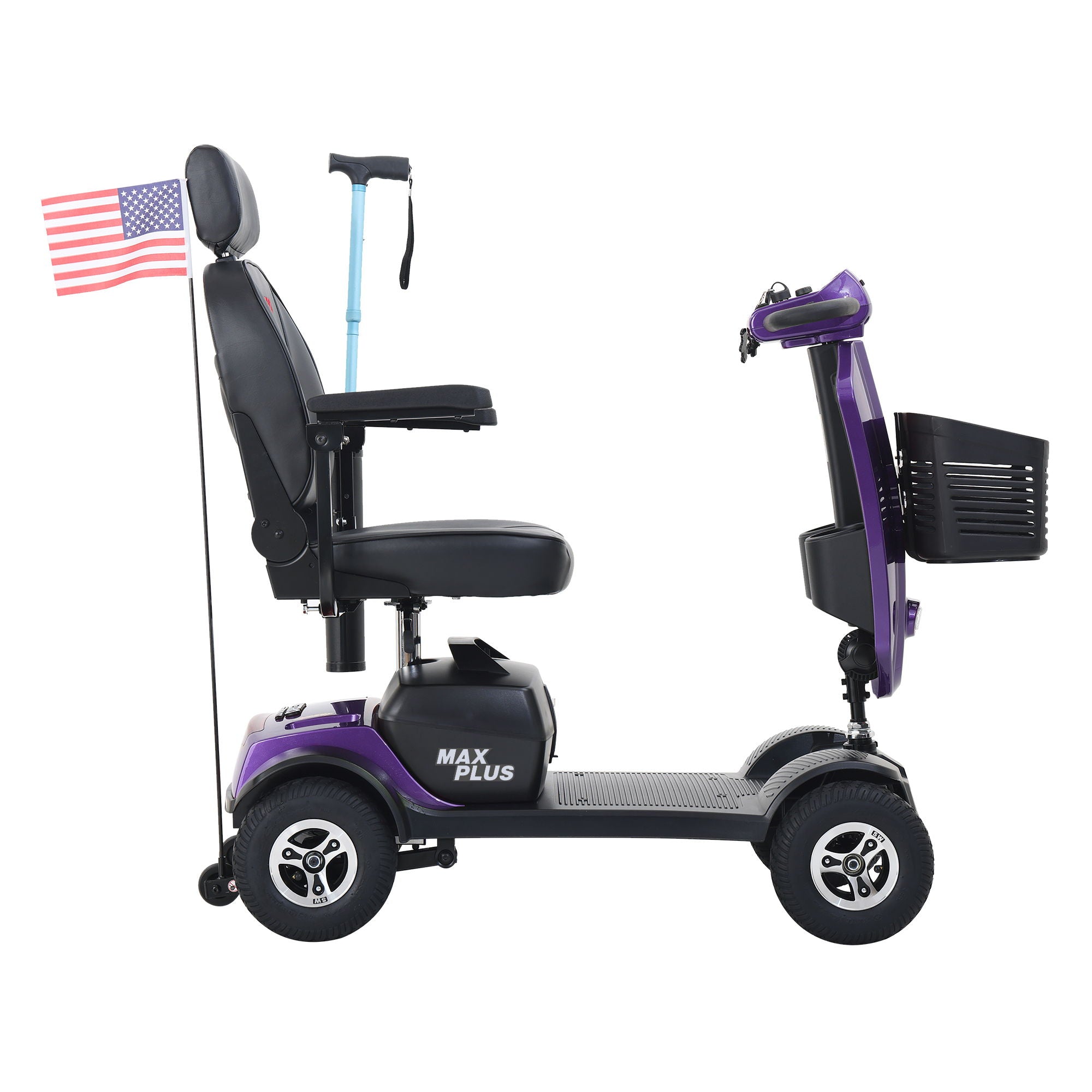 Max Plus - 4 Wheels Outdoor Compact Mobility Scooter With 2 Pieces X 20Ah Lead Acid Battery, 16 Miles, Cup Holders &amp; USB Charger Port