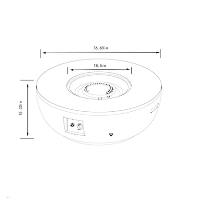36&quot; Propane Gas Fire Pit Table, 50000 Btu Round Steel Fire Pit With Tank Holder For Outside Patio Deck Garden Backyard - Gray