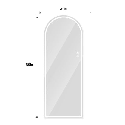 Arch Design LED Full Length Mirror, Dimmable, High Definition, Explosion Proof, 65&quot; X 21&quot; - Silver