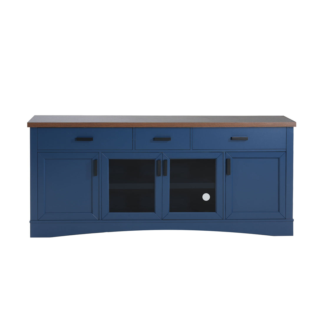 TV Console Stand, Glass Doors &amp; Storage Drawers, Adjustable Shelves