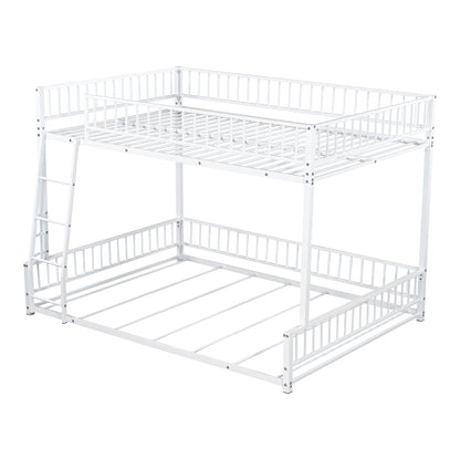 Bunk Bed Frame With Ladder And Safety Guardrails