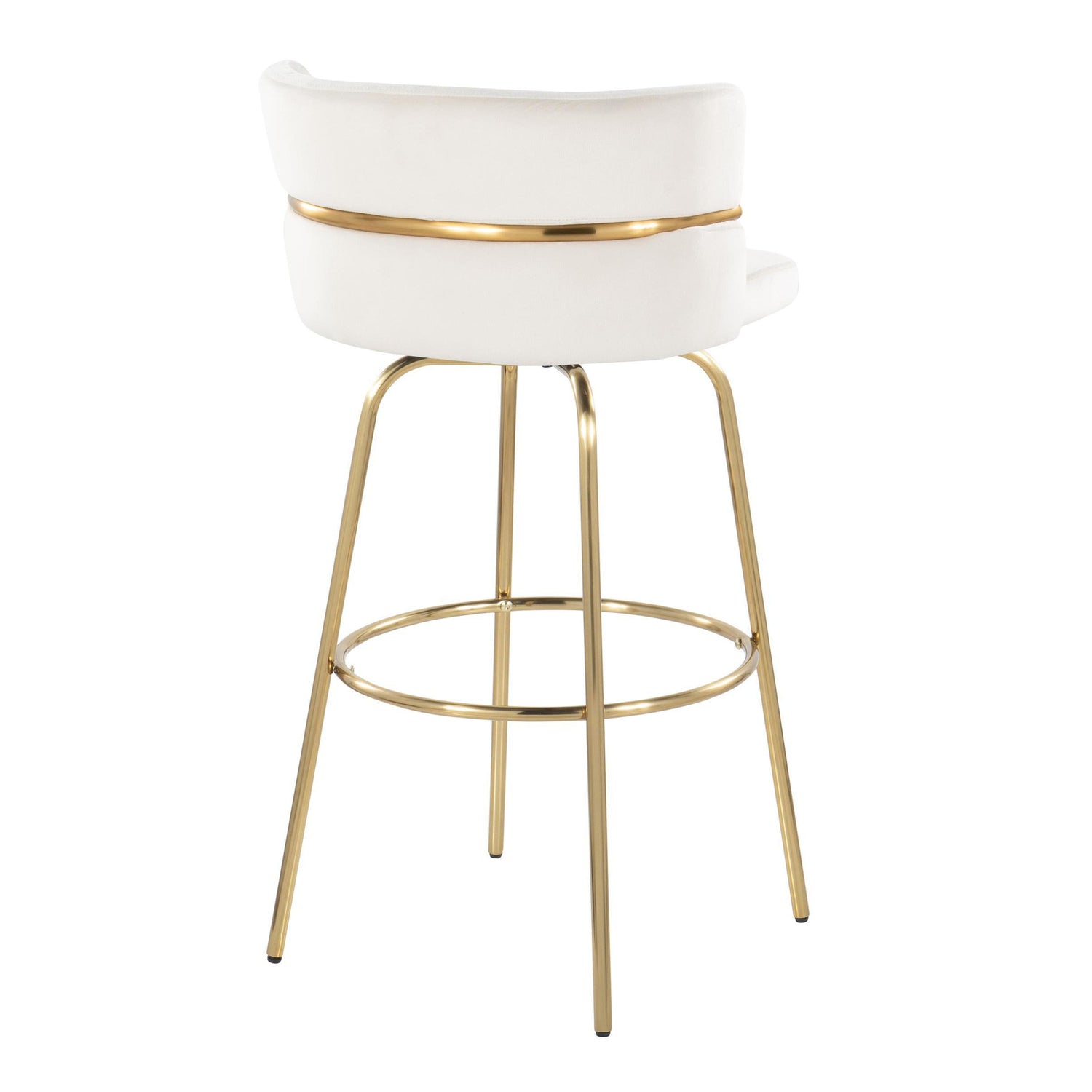 Cinch - Glam / Art Deco Fixed Height Barstool With Swivel With Round Footrest (Set of 2)