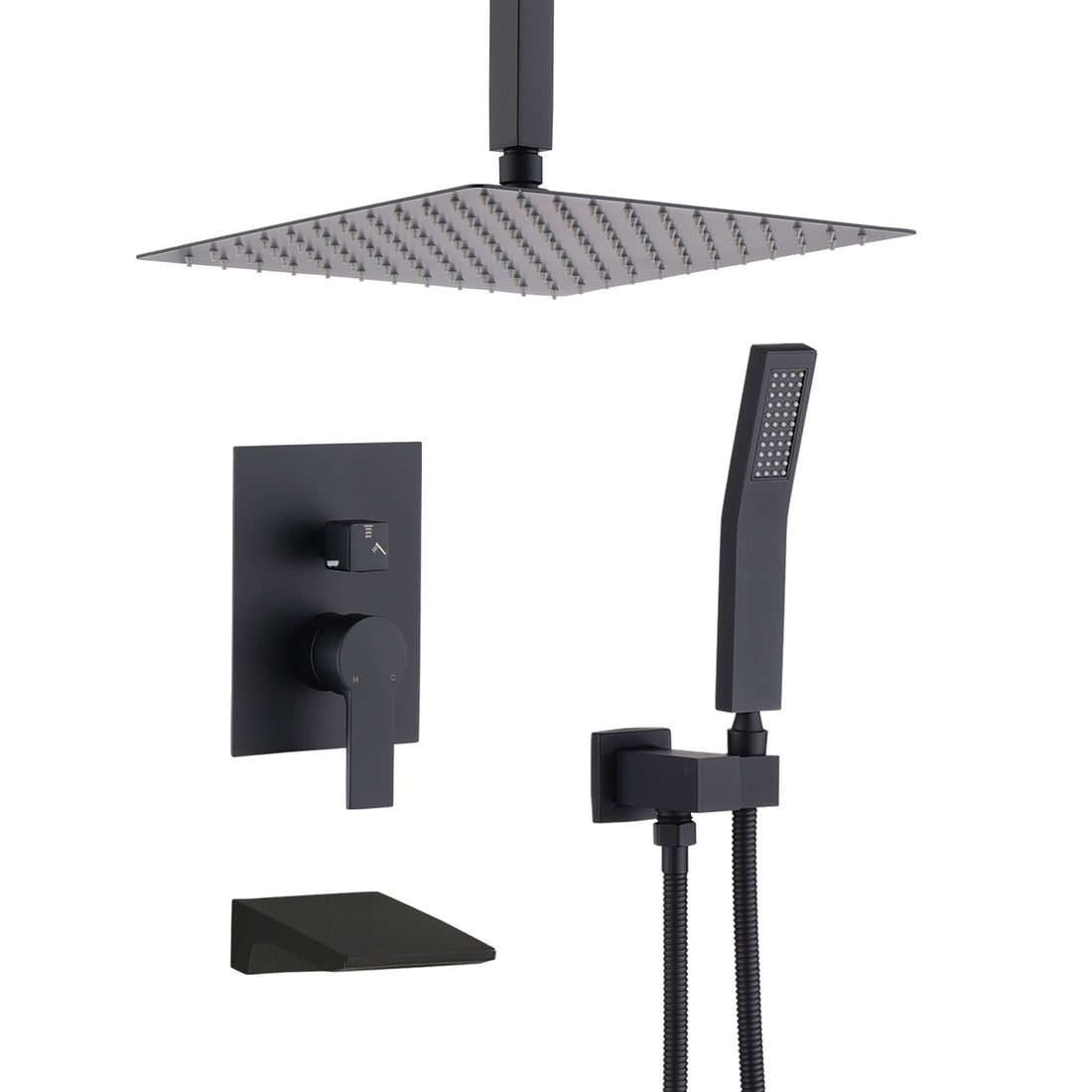 Wall Mount Shower System With High Pressure 10&quot; Shower Head And Handheld