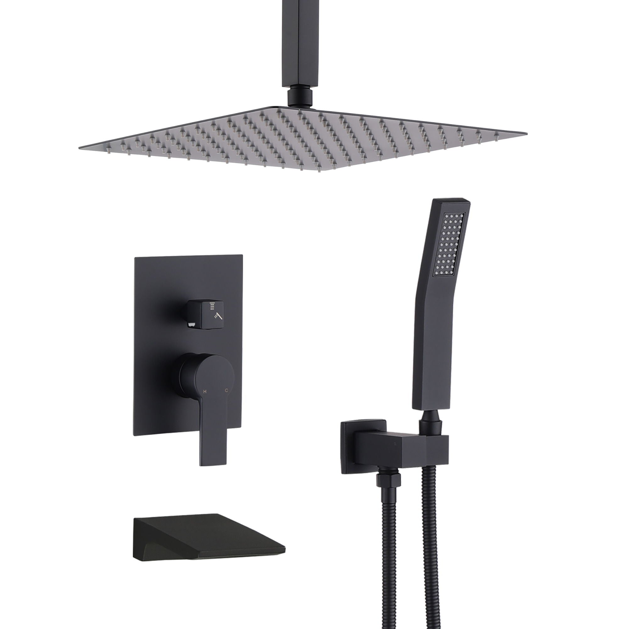 Wall Mount Shower System With High Pressure 10&quot; Shower Head And Handheld