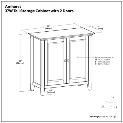 Amherst - 2 Door Storage Cabinet &amp; Adjustable Shelving - Brown