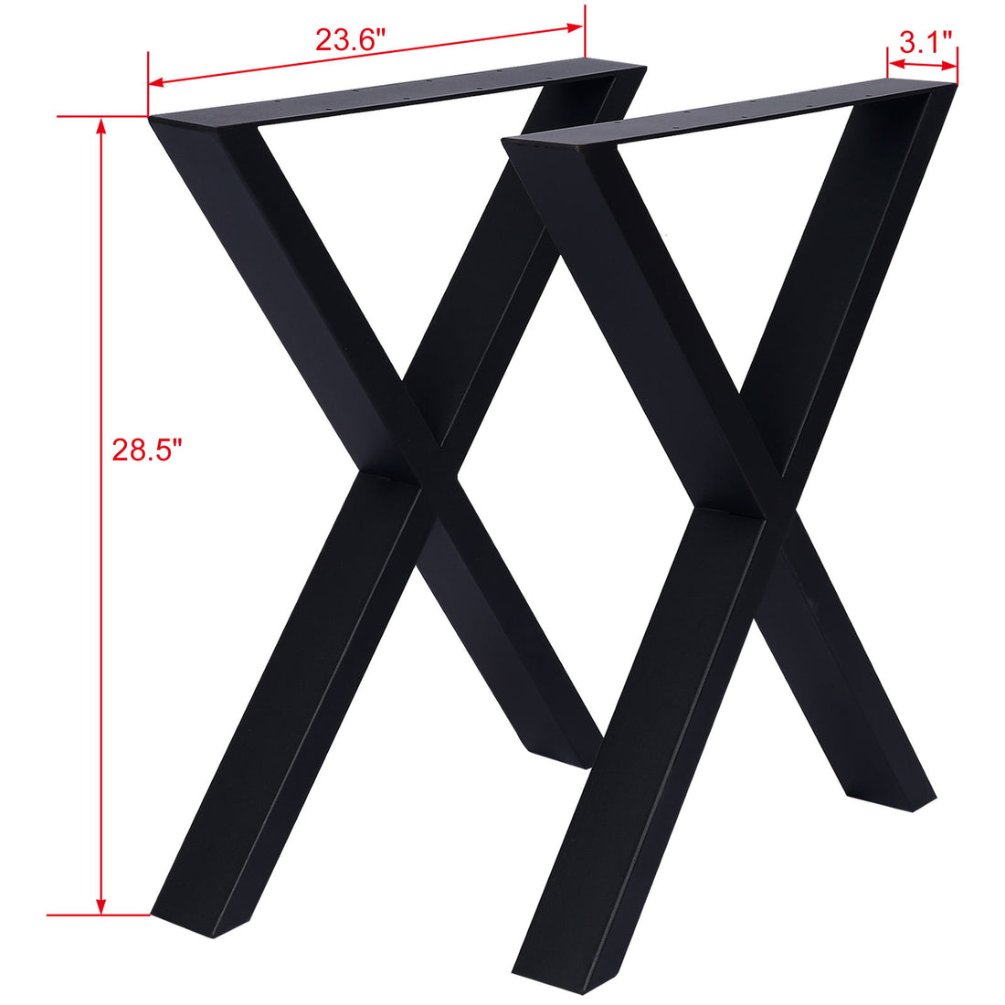 X Table Legs 28X 24&quot;, Wide Metal Table Legs, Heavy Duty Steel Desk Legs Table Leg Dining Table Legs Coffee Desk Leg (Set of 2) - Black